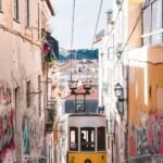 Bonde amarelo em Lisboa, Portugal — um dos destinos mais baratos da Europa para 15 dias de viagem