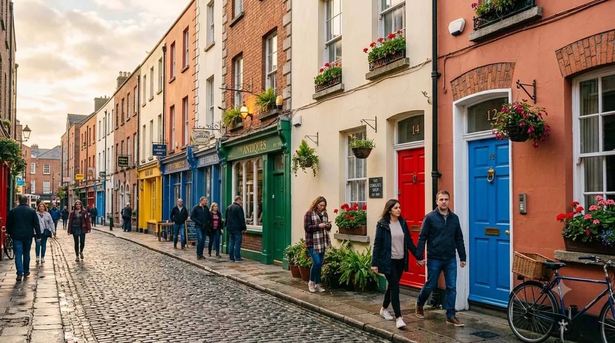 Rua colorida de Dublin, intercâmbio na Irlanda