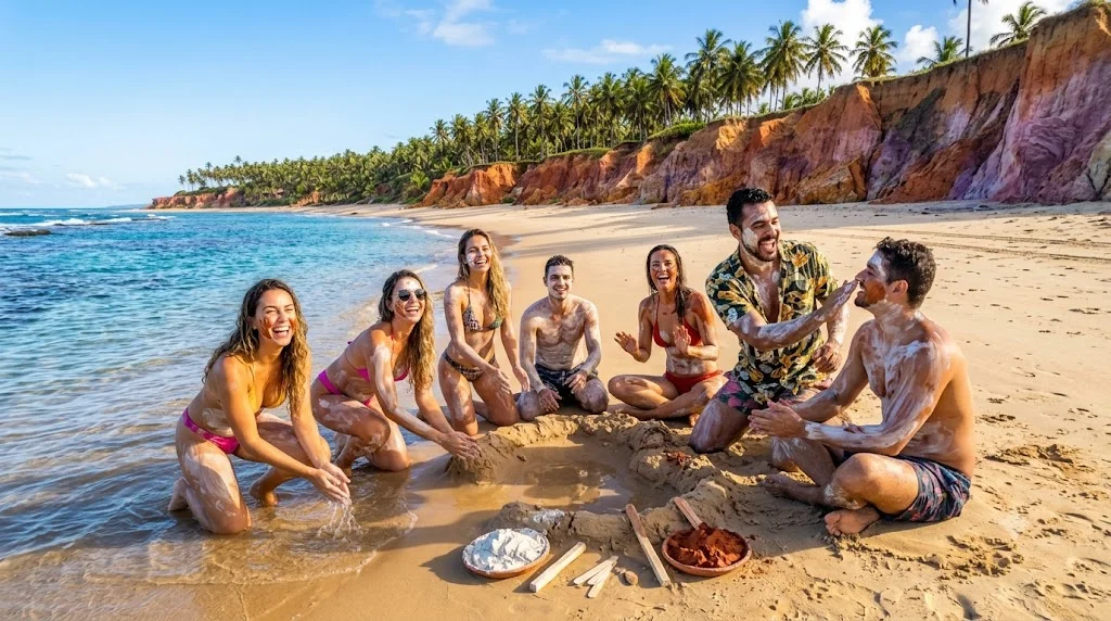 Banho de argila natural na praia perto de Porto de Galinhas