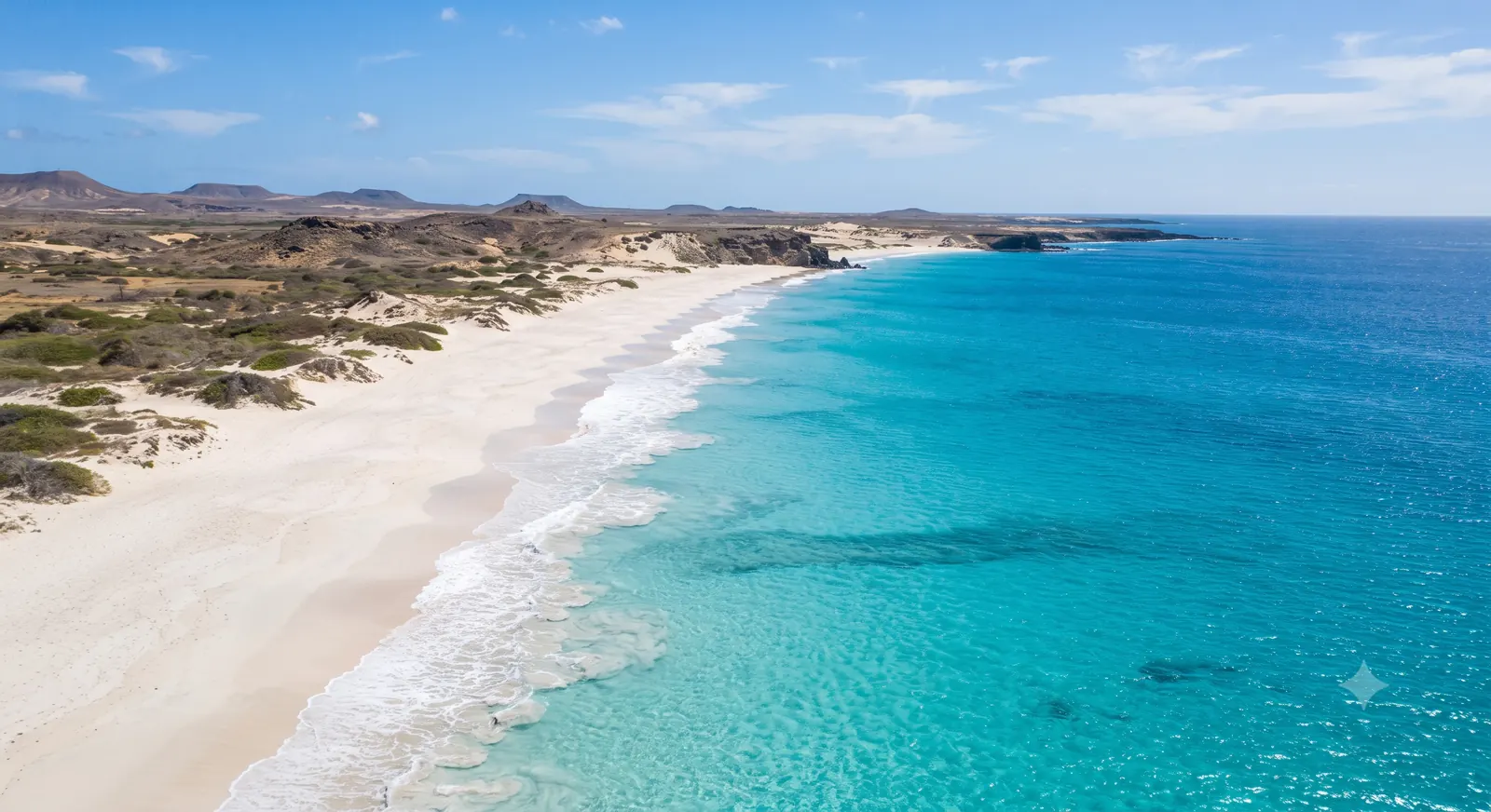 Praia da Ilha do Sal em Cabo Verde, aguas cristalinas e areia clara