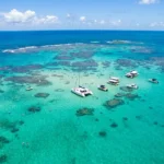 Piscinas naturais (gales) de Maragogi com agua turquesa cristalina e barcos
