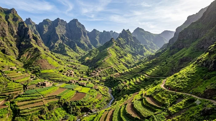 Vale verde de Santo Antao apos o tempo das chuvas, melhor epoca para trilhas em Cabo Verde