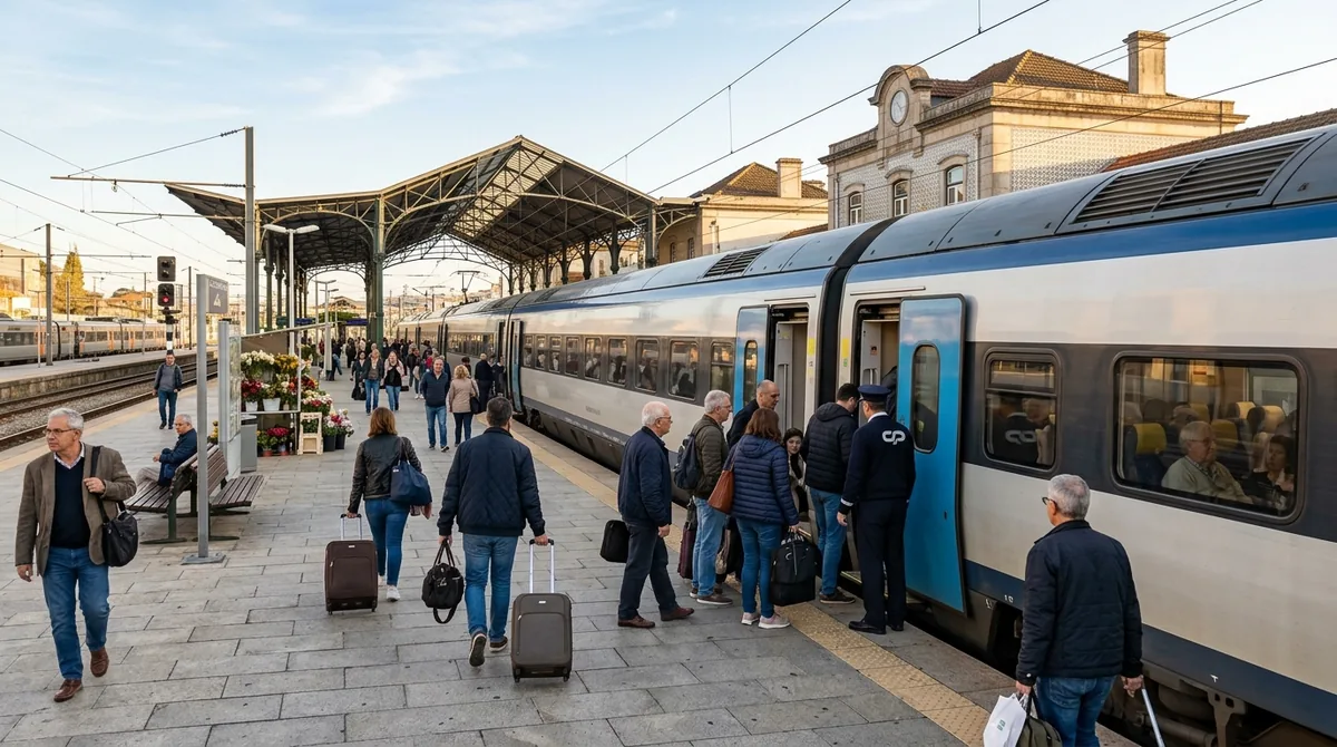 trem entre Lisboa ou Porto, viagem de cerca de 2h50