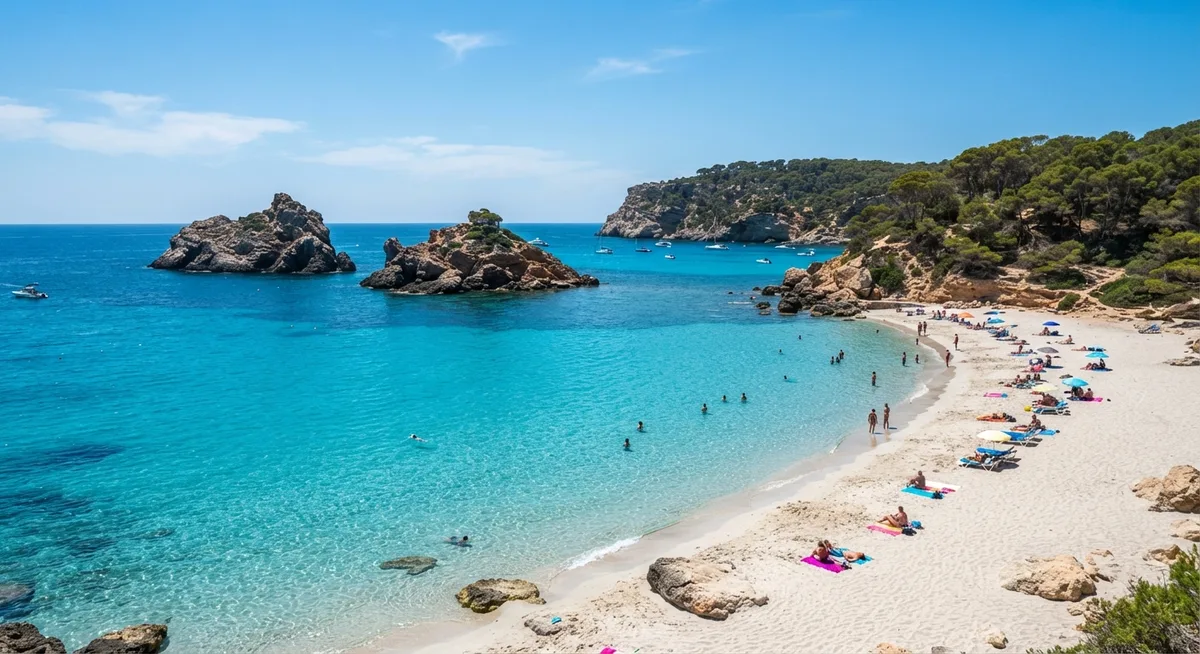 O que fazer em Ibiza: água turquesa da praia de Cala Comte