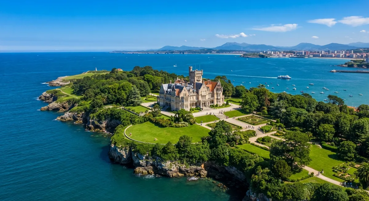 O que fazer em Santander, Espanha: vista aérea do Palácio de la Magdalena na península