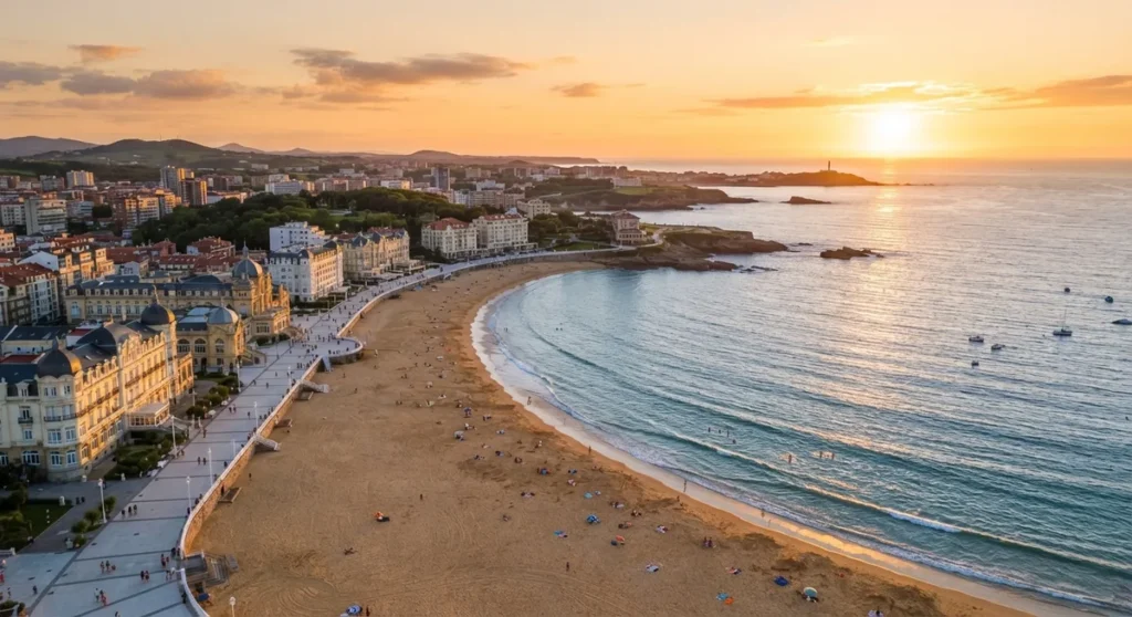 O que fazer em Santander, Espanha: vista aérea da Playa del Sardinero ao entardecer